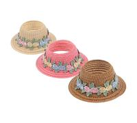 Hohopeti 3 Pièces Miniature Doll Hats Small Christmas Top Hats Mini Woven Caps For Dollhouse Accessories Snowman Decorations