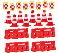 Hohopeti 36 pièces Signalisation Mini Cônes Barrières et Seaux Jeu Éducatif Garçon Fille Connaissance Circulation Route