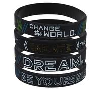 Hohopeti 4 Bracelets Élastiques en Silicone Motivants pour Adolescents, Couleurs Variées, Messages Inspirants Dream, Be Yourself, Change The World, Create, Sport, Fitness et École