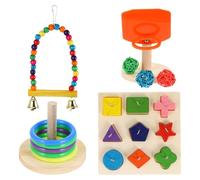 Hohopeti 4 Ensembles Jouets d'entraînement pour perroquets aux Couleurs éclatantes Jouets à mordiller pour perruches et calopsittes Balancoires et Blocs éducatifs pour Couleur Aléatoire