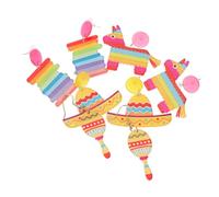 Hohopeti 4 paires Boucles Oreilles Femme Pendantes Acryliques Fiesta Mexicaines Légères pour Fête Cinco De Mayo Accessoires Carnaval et Festival Colorés Design Unique