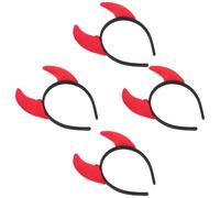 Hohopeti 4 Pièces Bandeau à Cheveux Cornes de Diable Rouge pour Fête à Thème Halloween, Accessoires en Tissu Finition Soignée et Look Accrocheur, pour Danse et Déguisement