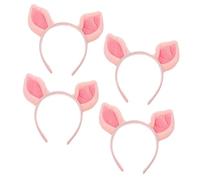 Hohopeti 4 pièces Bandeau Oreilles de Cochon Peluche Rose Bandeau Élastique Doux et Confortable Accessoire Cosplay Animal pour Adultes et Garçon Fille Tête Ajustable pour Costume Fête