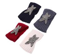 Hohopeti 4 pièces Bandeaux Hiver Tricotés avec Pierres Décoratives Serre-tête Chaud et Confortable pour Femmes Protection Oreilles et Front Accessoires Cheveux Élégants et Pratiques