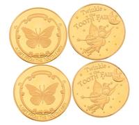 Hohopeti 4 pièces Commémoratives Fée des Dents Petites Décoratives Alliage Éducatif Récompense pour Garçon Fille Souvenir de Dent Perdue