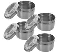 Hohopeti 4 Pièces Cotton Swab Storage Jars With Lid Stainless Steel Cotton Balls Organizer For Bathroom And Beauty Salon Large Capacity