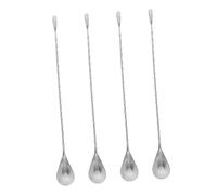Hohopeti 4 Pièces Cuillère à Cocktail Acier Inoxydable Lot de Ustensiles de Bar Spirale pour Mélanger Café Thé et Boissons Design Élégant pour Bartenders et Cuisine