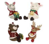 Hohopeti 4 Pièces Décoration de Micro-Paysage de Noël, Figurine Animale | Lapin, Agneau, Ours et Faon, Facile à Exposer, Coloris Assortis, pour Terrarium et Aquarium