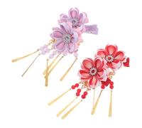 Hohopeti 4 Pièces Flower Hairpin Set Lightweight Tassel Hair Clips For Chinese And Japanese Style Hanfu Accessories Floral Design For Party And Costume Use