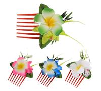 Hohopeti 4 Pièces Hawaiian Hair Flower Clips Realistic Plumeria Comb Set For Vacation Wedding Beach Parties Lightweight Floral Hair Accessories For Ponytails Buns