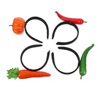 Hohopeti 4 Pièces Headband Set Pumpkin Carrot Pepper Food-themed Lightweight Party Hairband For Women Halloween Cosplay