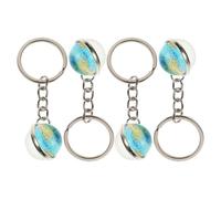 Hohopeti 4 Pièces Porte-clés Terre Mini Globe Verre Alliage de Zinc Poli Charm Planète Lumineuse Accessoire Voyageur pour Sac à Dos et Cadeau Souvenir
