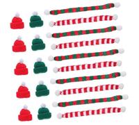 Hohopeti 48 Pièces Mini Knit Santa Hats and Christmas Scarves Set Tiny Xmas Tree Ornaments for DIY Wine Bottle Decorations and Festive Crafts