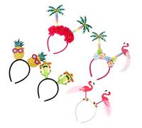 Hohopeti 5 Pièces Headbands Tropical Plants Hawaiian Party Cosplay Accessories Luau Festival Hairbands Pineapple And Flamingo Designs For Beach And Pool Parties