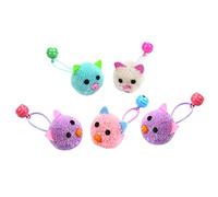 Hohopeti 5 pièces Jouets Balle Chat Peluche avec Souris et Clochette Interactif à Mâcher pour Couleurs Aléatoires Réduit Ennui et Comportement Destructeur Couleur Couleur Aléatoire
