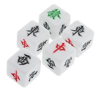 Hohopeti 5 pièces Mahjong Dice Set Portable Acrylic Wind Direction Dice for Board Games Party and Family Entertainment