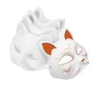 Hohopeti 5 Pièces Masques Chat Blancs à Décorer DIY Masque Demi-visage Léger Papier Mâché avec Élastique pour Fête Cosplay Halloween Anniversaire
