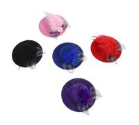 Hohopeti 5 Pièces Mini Top Hats for Dolls with Flower Net Tiny Dollhouse Accessories for Tea Party Decorations and Miniature Ornament Caps