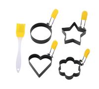 Hohopeti 5 pièces Moules à Œufs Au Plat Antiadhésif avec Pinceau Moules Frits Utiles et Faciles à Nettoyer pour Cuisine Familiale