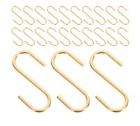 Hohopeti 50 Crochets en S Métalliques Dorés Taille G 1,3x8x22 Mm pour Suspendre Bijoux, Porte-clés, Portefeuilles - Mini Crochets Légers pour Organisation Maison, Bureau et Voyage
