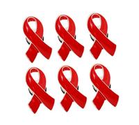 Hohopeti 6 Broches en Alliage de Zinc Ruban Rouge pour Femmes Faciles à Porter, Symbole de Soutien Détermination le Vih