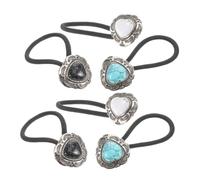 Hohopeti 6 Pièces Boho Style Hair Ropes With Heart Design Metal Elastic Ponytail Holders For Women And Teen Decorative Western Hair Accessories