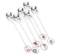 Hohopeti 6 pièces Coffret Cuillères à Café Acier Inoxydable avec Pendentifs Décoratifs Thème Noël Couverts de Table Durables pour Réunions Familiales et Fêtes de Fin Année