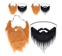Hohopeti 6 Pièces Fausse Barbe Halloween Réaliste et Confortable pour Homme Accessoires de Costume Cosplay Mascarade Barbe Décorative Fibres Ultrafines pour Déguisements et Fêtes