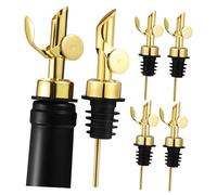 Hohopeti 6 pièces Lot de Becs Verseurs Automatiques Acier Inoxydable Doré pour Bouteilles de Spiritueux et Huile Olive Distributeurs Anti-goutte avec Couvercle pour Bar Cuisine et