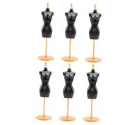 Hohopeti 6 Pièces Lot de Cintres pour Poupées Noir et Or Support Vêtements Poupée pour Accessoires et Organisation Présentoir Mannequin pour Robes de Mariée Accessoire Sûr pour Garçon Fille