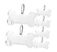 Hohopeti 6 pièces Plaque Identification Chien INOX Style Militaire Os Gravé Médaille Personnalisée pour Chiots et Petits Chiens Accessoire Collier et Élégant