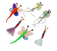 Hohopeti 6 pièces Têtes de Remplacement pour Jouets à Teaser Chat Accessoires et Flexibles pour Jeu Interactif Stimule Exercice et Comportement de Chasse Compatible avec Bâton de Jeu pour