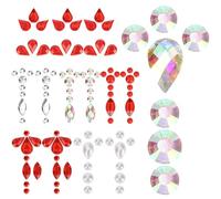 Hohopeti 7 Feuilles Autocollantes pour Visage Festival, Bijoux de Front Strass Multicolores, Décoration Maquillage Femmes, Accessoires Corps pour Fêtes et Carnaval