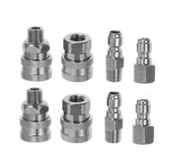 Hohopeti 8 Pièces Connecteurs de Raccords Acier Inoxydable et Adaptateurs Haute Pression avec Filetage Mâle et Femelle Kit de Raccords Hydraulique pour Lance et Tuyau de Nettoyage