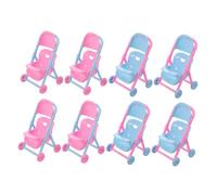 Hohopeti 8 pièces Miniature Doll Stroller Playset Plastic Mini Pushchair Toy for Role Playing and Imaginative Dollhouse Accessories