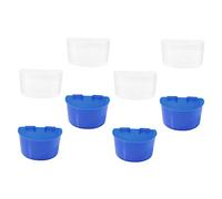 Hohopeti 8pièces Lot de Coupelles à Suspendre pour Perroquets Mangeoire Et Abreuvoir Transparent Et Bleu Accessoires pour Cage à Oiseaux Facile à Installer Et Nettoyer