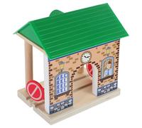 Hohopeti Accessoire de Gare Ferroviaire en Bois Naturel 1 Pièce - Maquette de Station de Jeu pour Garçon et Filles Modèle de Gare Miniature Réaliste Éducatif pour Circuit de Train en