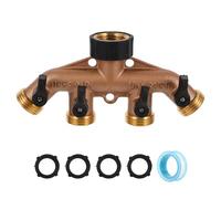 Hohopeti Adaptateur de Tuyau de Jardin Voies Laiton Massif avec Vannes Indépendantes Connecteur Robinet Extérieur pour Arrosage Multiples Résistant Haute Pression et Intempéries