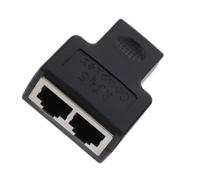 Hohopeti Adaptateur Ethernet RJ45 1 à 2 Ports, Prise de répartition 1 vers 2 en PC Noir, Doubleur Réseau pour Maison et Bureau, Convertisseur Câble Unique en Deux Sorties RJ45