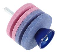 Hohopeti Affûteur Double Couche pour Lames de Tondeuse à Gazon Meule Industrielle à 4 Couches Résistante à L’Usure Outil D’Affûtage Compatible pour Accessoires de Tonte et Tondeuses