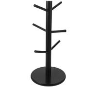 Hohopeti Arbre de Rangement de Marionnettes à Doigts en Bois Naturel Noir, Support Unique 33 Cm pour 6 Marionnettes à Main, Étagère D'exposition Portable et Anti-écrasement, pour Maternelle