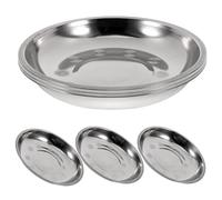 Hohopeti Assiettes Plates Rondes en Acier Inoxydable 201, Lot de 6, 18 X 3 CM, Plateau Antidérapant pour Buffet et Service à Domicile
