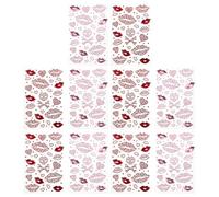 Hohopeti Autocollants Visage Saint-valentin 10 Pcs en Strass Forme Cœur et Lèvres Rouges, Tatouages Temporaires Décoratifs Multifonctions pour Maquillage, Ongles et Fêtes Romantiques