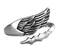 Hohopeti Bague Ailes D'ange Réglable Ouverte En Métal Argenté, Bague Esthétique Unisexe, Bijoux D'ailes Pour Hommes Et Femmes, Accessoire Symbolique De Protection Et Compassion, Taille Unique
