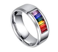 Hohopeti Bague Arc-ciel Créative Acier Inoxydable pour Couples Gay et Lesbiennes Anneau Embellissement Fierté Accessoire Élégant et Unisexe