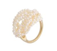 Hohopeti Bague Délicate Multicouche en Perles Naturelles Tissées la Main, Alliance Élégante pour Femmes, Bijou Décoratif pour Fêtes et Usage Quotidien, Taille Unique, Design Créatif