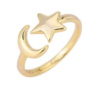 Hohopeti Bague Ouverte Étoile Lune Ajustable En Métal Doré Femme Mode Soirée Anneau Réglable Taille Unique