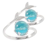 Hohopeti Bague Réglable en Alliage de Zinc Cristaux Bleus et Bulles Décoratives Lot de 2 Bagues Bijoux pour Femmes pour Usage Quotidien et Occasions Spéciales