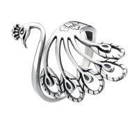 Hohopeti Bague Réglable Femme Forme de Paon Vintage Bague Ethnique Large Argent Vieilli Anneau Doux pour Accessoire Élégant et Unique pour Toutes Occasions Couleur Couleur Aléatoire
