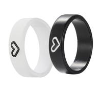 Hohopeti Bagues de Couple Assorties en Acier Inoxydable Résistantes aux Rayures Bagues de Fiançailles de Cœur Taille Moyenne Bijoux pour Hommes et Femmes Présent Saint-Valentin et